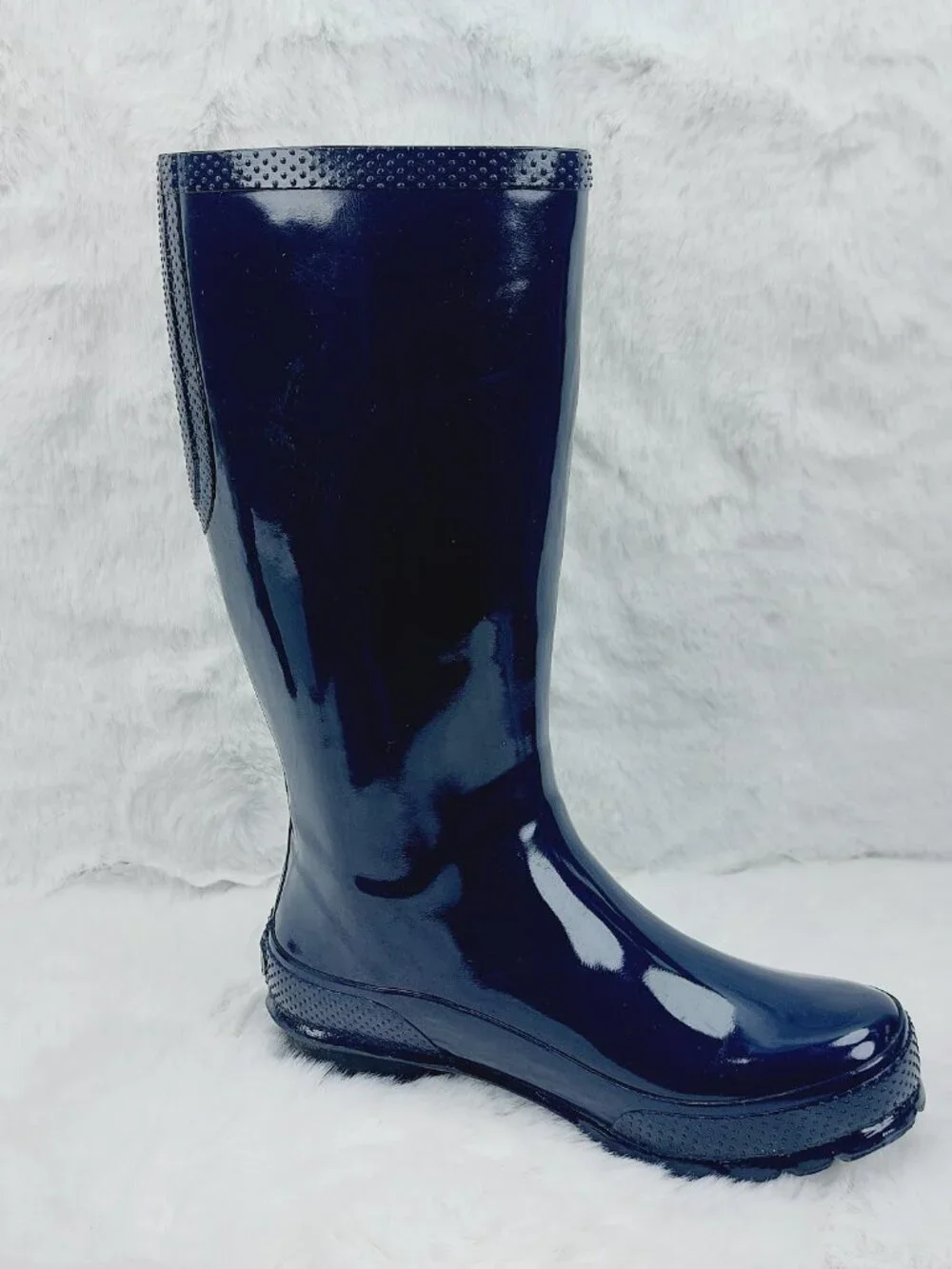 Crocs Women's Navy Tall Gloss Rubber Mid-Calf Outdoor Rain Boots Size 7